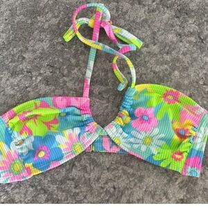Xhilaration Floral Bikini Top - Blue, Green, Pink